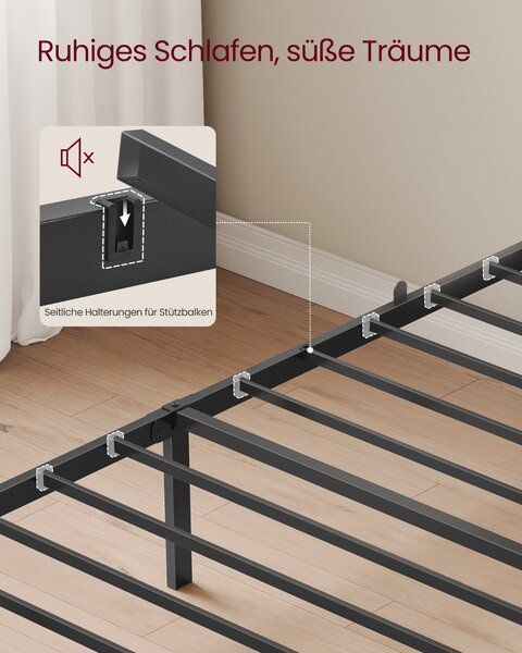 VASAGLE Rám jednolůžkové postele 90x200 cm s čalouněným čelem šedá