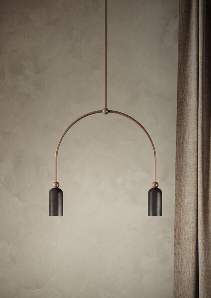 Il Fanale 288.03.ME Madame, závěsné svítidlo v úpravě morocco + grafene, 2x5W LED GU10, šířka 49cm