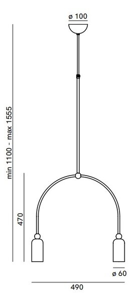 Il Fanale 288.03.ME Madame, závěsné svítidlo v úpravě morocco + grafene, 2x5W LED GU10, šířka 49cm
