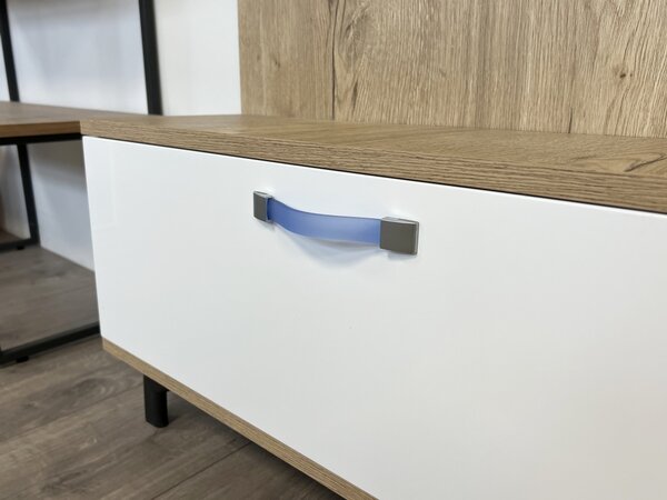 In-Design Nábytková dětská silikonová úchytka SMILE hliník/modrá