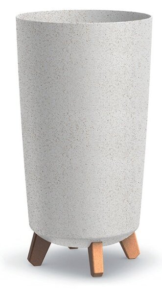 PROSPERPLAST Květináč - GRACIA TUBUS SLIM Eco Wood Průměr: 23,9 cm, Barva: bílá
