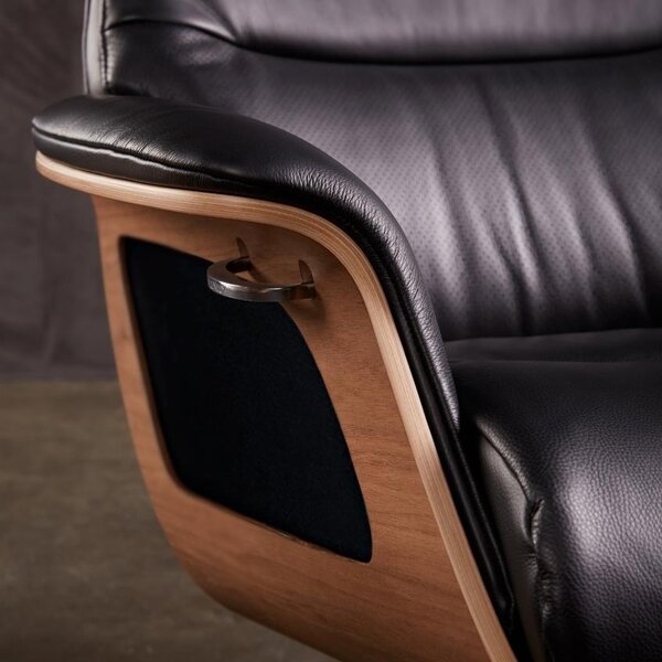 Černé kožené lounge křeslo FLEXLUX CLEMENT MEDIUM
