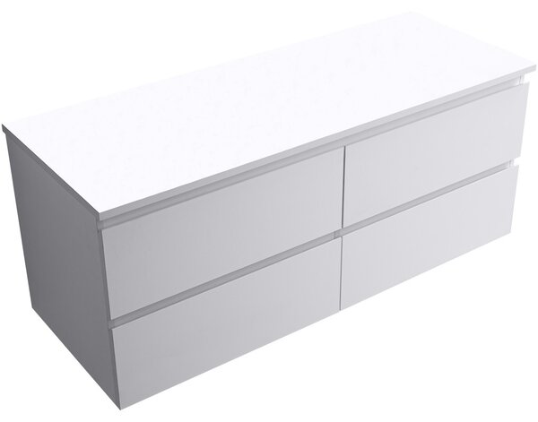 Koupelnová skříňka Carole + deska pod umyvadlo Navira Slim - 18 mm - bílá matná - 120x49,8x46 cm