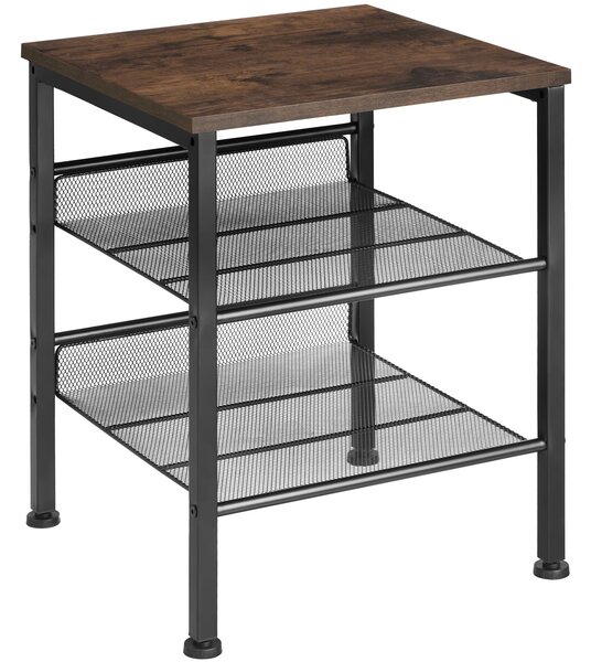 Tectake Odkládací stolek Lincoln 40,5x40x50,5cm - Industriální dřevo tmavé, rustikální