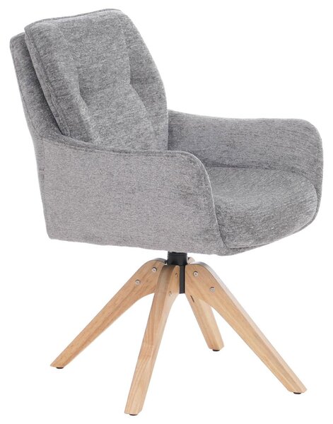 Sada 6 jídelních židlí HWC-Q37, otočná kuchyňská židle, potah: tkanina chenille (680 g/m²), Öko-Tex, konstrukce: dřevo, barva: šedá