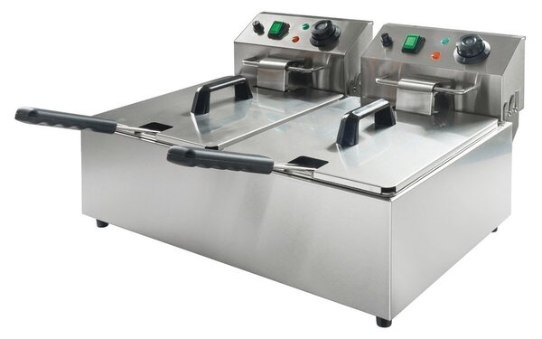 Profesionální elektrická fritéza, 2× 6 l, 2× 2500 W