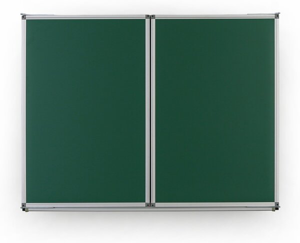 Rozevírací zelená keramická tabule pro popis křídou, magnetická, 3000 x 1000 mm