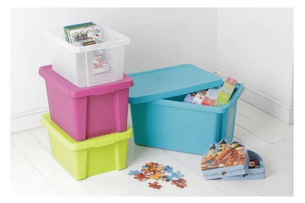 Modrý úložný box s víkem Curver Essentials, 45 l