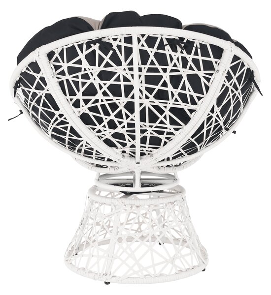 KONDELA Otočné křeslo s polštářem, bílá / taupe / černá, TRISS BIG