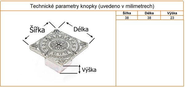 In-Design Nábytková knopka Sparta mosaz patina
