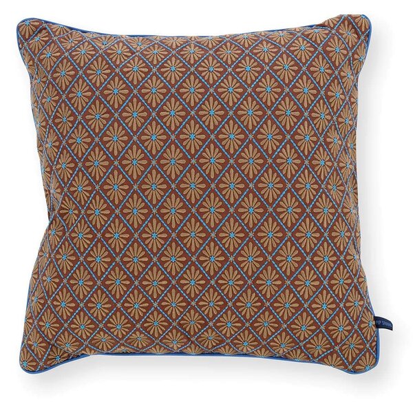 Pip Studio dekorační polštář Giyani Embroidery 50 x 50 cm - modro-hnědý