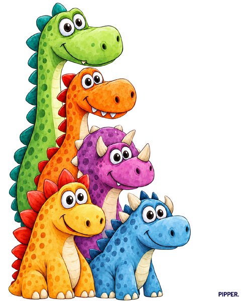 PIPPER. Barevní dinosauři – textilní samolepka na zeď
