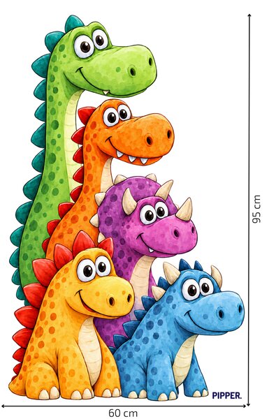 PIPPER. Barevní dinosauři – textilní samolepka na zeď