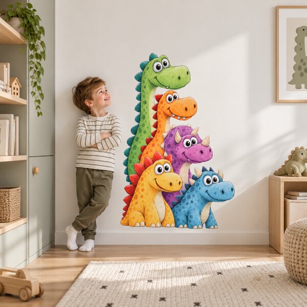 PIPPER. Barevní dinosauři – textilní samolepka na zeď