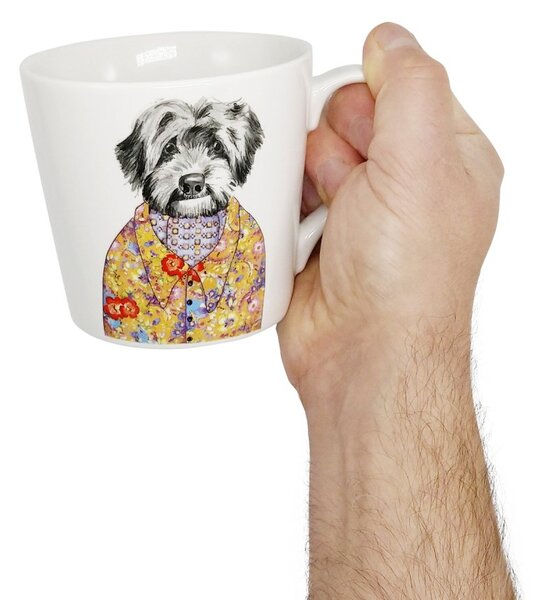 Porcelánový hrnek Kitchen Craft Lord Cockapoo, bílý, motiv psa, retro design, Tipperleyhill, 380 ml