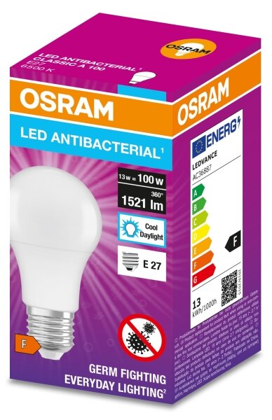 LED Antibakteriální žárovka A100 E27/13W/230V 6500K - Osram