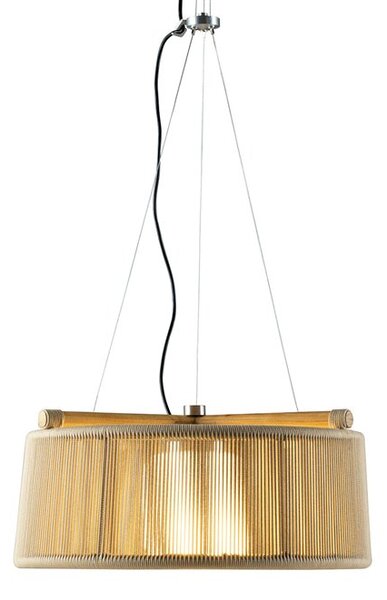 Ethimo Závěsná lampa Kilt, Ethimo, rám teakové dřevo, výplet lanko barva Sand, bez žárovky