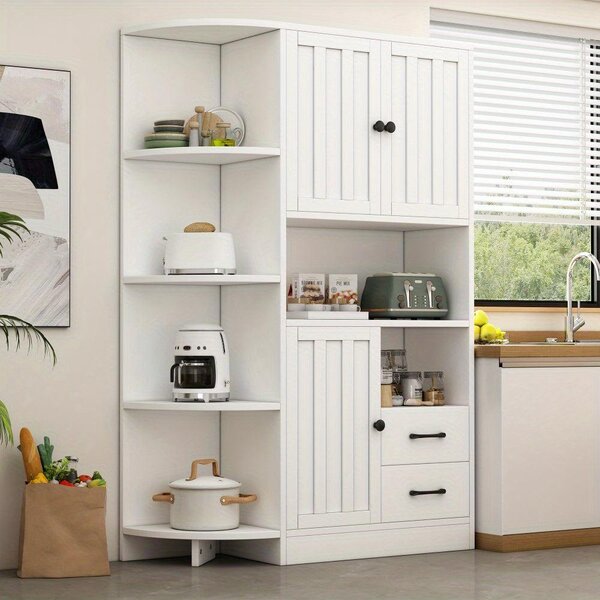 Rohová skříň - Úložná skříň - Rohový nábytek - Skříň - Komoda - Bílá barva - 14 úložných přihrádek - Úsporný design