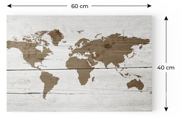 ALLboards METAL MB64_00103 Magnetická kovová tabule mapa světa ve světlých barvách 60x40 cm