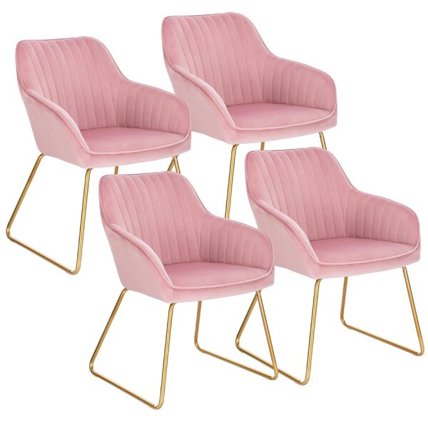 Jídelní židle – sada 4 kusů – sametové potahy – pohodlné židle – kovové nožky – ergonomický design
