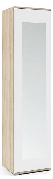 Šatní skříň se zrcadlem, 45 cm Barva dřeva: Sonoma/Bílá