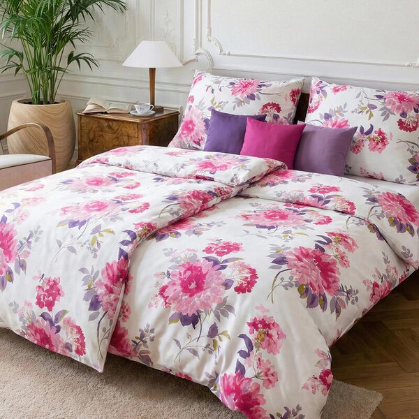 Povlečení SATÉN DESIGN pivoine bílorůžová 140 x 200/70 x 90 cm