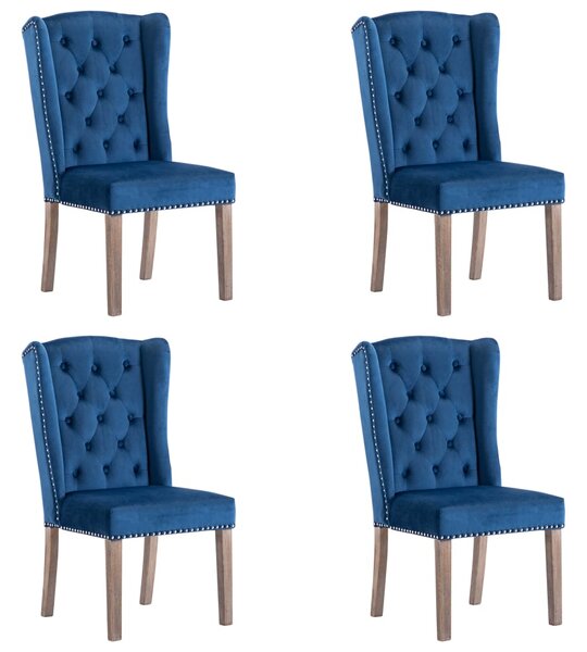 Jídelní židle 4 ks modré samet