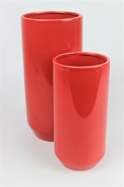 Červená keramice kulatá váza 25 cm
