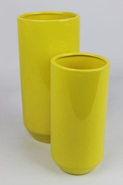 Žlutá keramická kulatá váza 20 cm