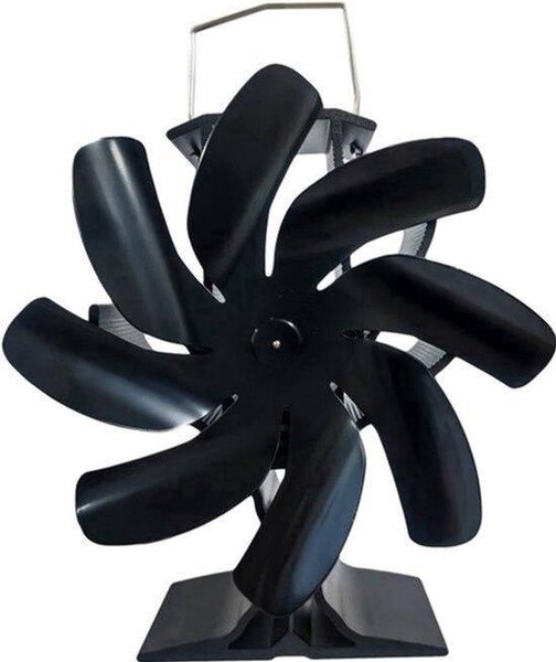 Ventilátor s lamelami (4 kusy) – termoelektrický, poháněný teplem – hliníkový – kompaktní – pro vnitřní použití – ventilátor pro krb