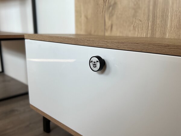 In-Design Nábytková knopka Bianco černá, motiv pes V106