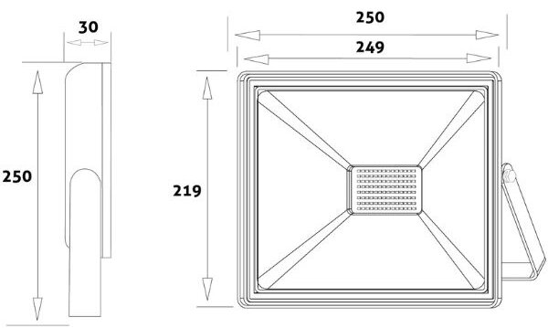 Ultratenký LED reflektor černý 100W 8000lm, denní barva světla