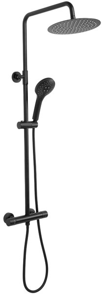 Rea Vincent, sprchový set s termostatickou baterií a dešťovou hlavicí 25cm, černá m atná, REA-P6600