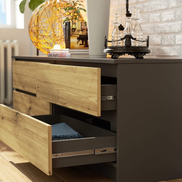 Ak furniture Komoda Kuba 160 cm grafit/dub artisan