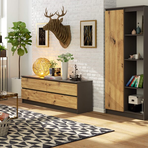 Ak furniture Komoda Kuba 160 cm grafit/dub artisan