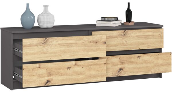 Ak furniture Komoda Kuba 160 cm grafit/dub artisan