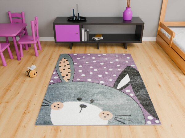 Makro Abra Dětský kusový koberec Lima 1316C Králíček fialový šedý Rozměr: 100x150 cm