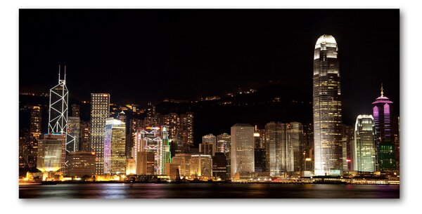 Foto obraz sklo tvrzené Noční Hongkong osh-25184002