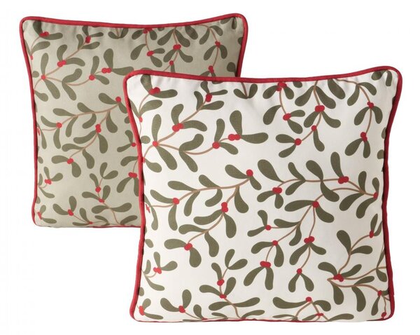 Boltze Home Collections Polštář Mistletoe bílý s motivem jmelí