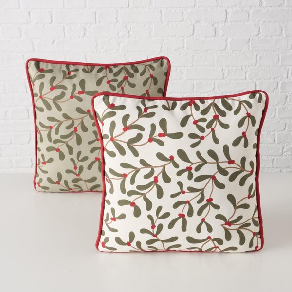 Boltze Home Collections Polštář Mistletoe bílý s motivem jmelí