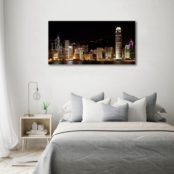 Foto obraz sklo tvrzené Noční Hongkong osh-25184002