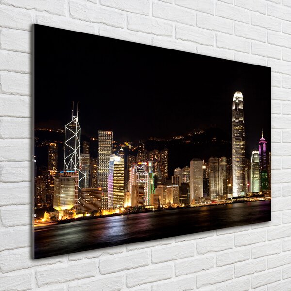 Foto obraz sklo tvrzené Noční Hongkong osh-25184002