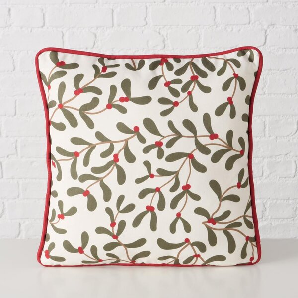 Boltze Home Collections Polštář Mistletoe bílý s motivem jmelí