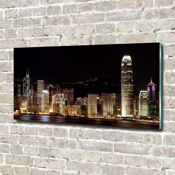 Foto obraz sklo tvrzené Noční Hongkong osh-25184002