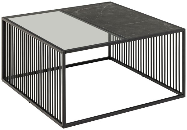 KONFERENČNÍ STOLEK, černá, sklo, kompozitní dřevo, 80/80/40 cm MID.YOU - Konferenční stolky, Online Only