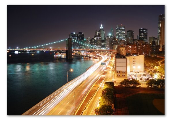 Moderní skleněný obraz z fotografie New York noc osh-26643680