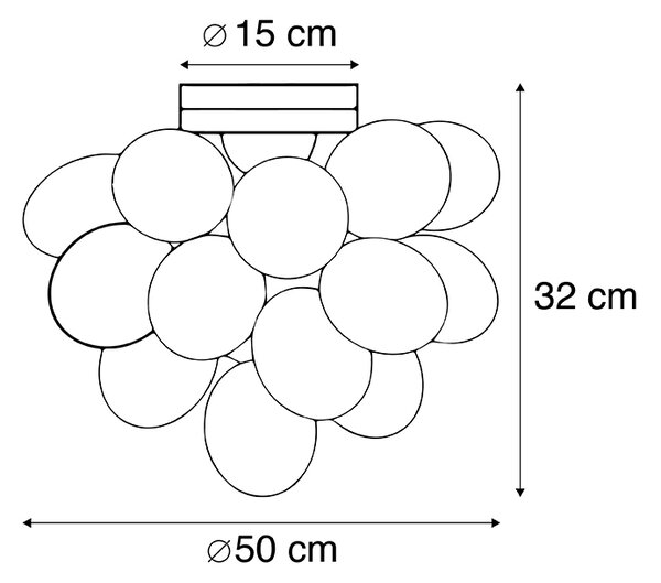 Designové stropní svítidlo černé s kouřovým sklem 6 světel - Uvas