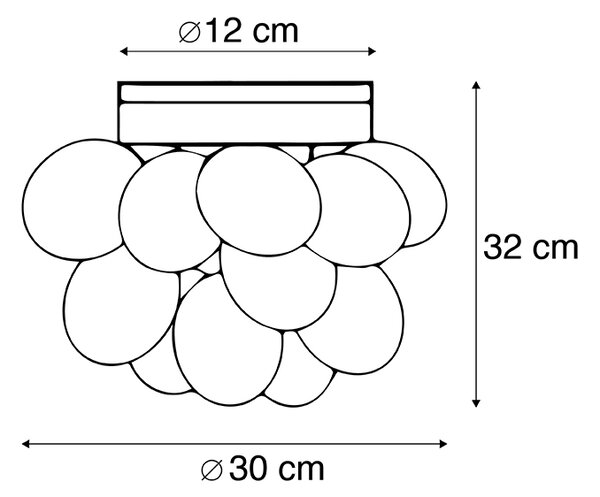 Designové stropní svítidlo černé s jantarovým sklem 3-světlo - Uvas