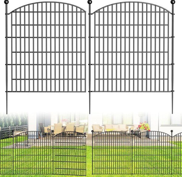 Plotové brány pro psy - Kovové plotové brány - 770 x 80 cm - 10 prvků - Černá barva