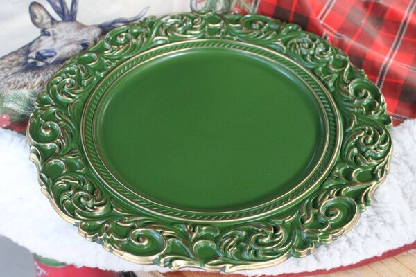 Zeleně zlatý klubový talíř 36cm